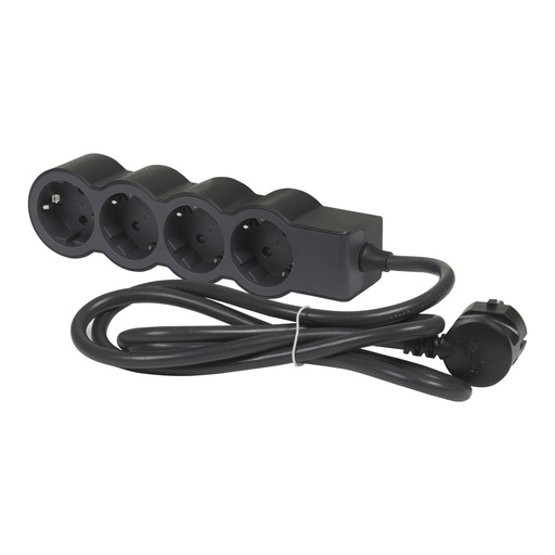 [E3HMF] Legrand Enchufe Estándar 4x2P+A Cable 3M Negro (Enchufe Europeo) - 694562