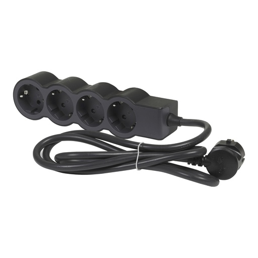 [E3HMF] Legrand Enchufe Estándar 4x2P+A Cable 3M Negro - 694562