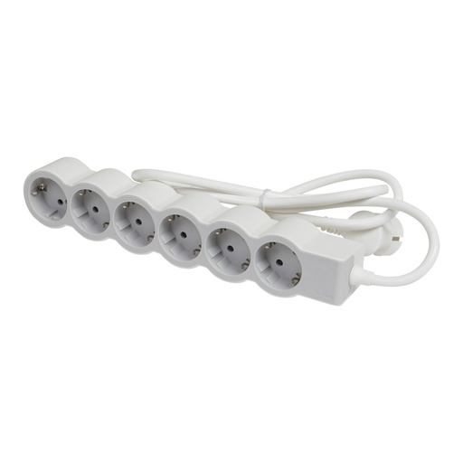 [E3HMS] Legrand Stekkerdoos 6x2P+A 5m Snoer Wit-Grijs (Europese Stekkerdoos) - 694572