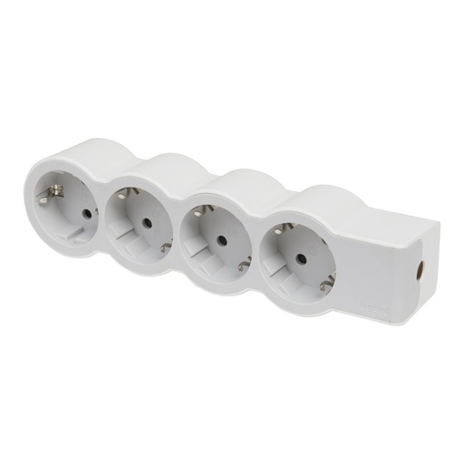 [E3HMV] Legrand Prise standard 4X2P+A sans cordon blanc-gris (Prise européenne) - 694575