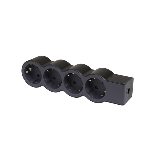 [E3HMW] Legrand Standard Outlet 4x2P+A Without Cord Black (European Socket) - 694576