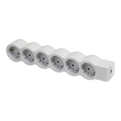 [E3HMZ] Legrand Standard-Steckdose 6x2P+A ohne Kabel weiß-grau - 694579