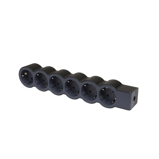 [E3HN2] Legrand Standard Socket 6x2P+A Without Cord Black - 694580