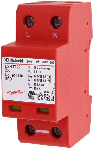 [E3K2H] Dehnshield TT 2P 255 Type 1+2 Single Phase Arrester - 941110