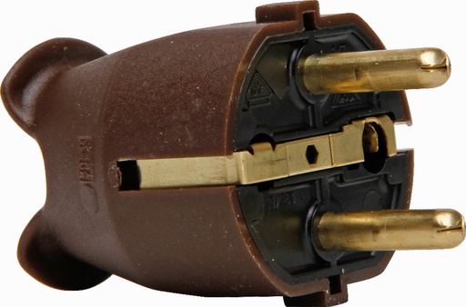 [E3MHV] Kopp Grounded Plug RA CEE 7 VII Brown Plastic - 1757.0600.4