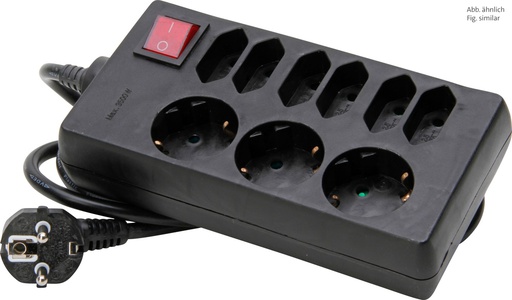 [E3MXA] Kopp Switched Socket Outlet 9-Way Black Grounded - 129805005