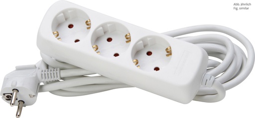 [E3MWZ] Kopp 3-Way Artic White Table Socket With 5m Cord - 128690659