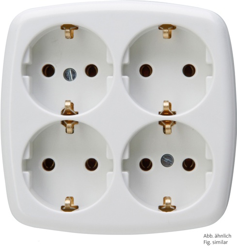 [E3MWT] Kopp 4-Way Socket Square Without Cable Arctic White - 121001009