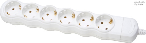 [E3MX2] Kopp 6-Outlet White Socket Strip Without Cord - 129401009