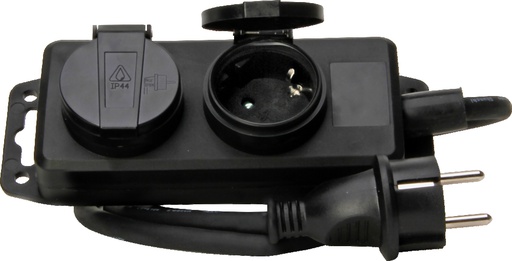 [E3MXB] Regleta negra de 2 tomas Kopp con enchufe con toma de tierra - 223002043