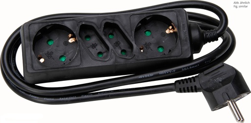 [E3MWV] Kopp 4-Way Socket With Grounding Plug Black 1 Piece - 125905011