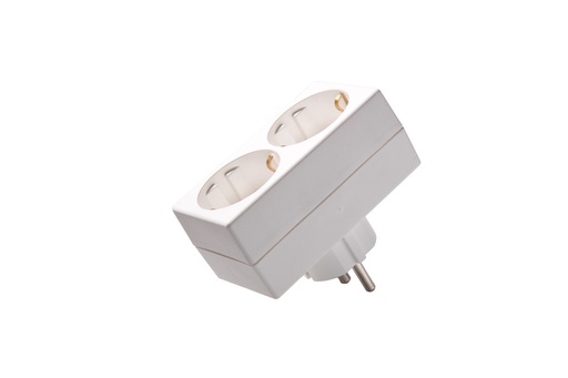 [E3RHG-X2] Martin Kaiser 2-Way MK Adapter Plug With Earthing Contact Vertical Arctic White (European Socket) - 597/kws [2 pieces]