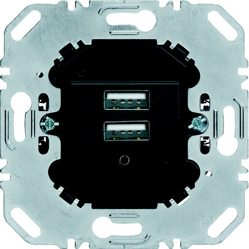 [E3JWC] Hager Berker 230V 2-polige USB-laadcontactdoos 3A Mat Antraciet - 260205