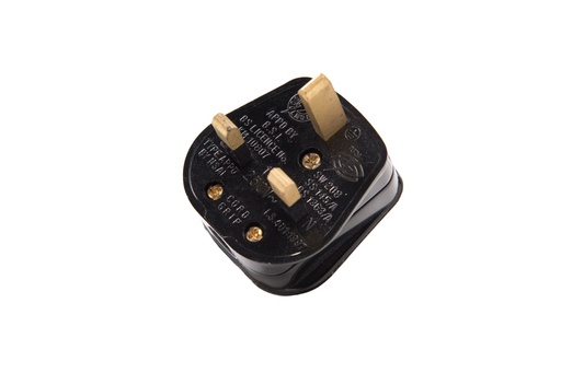 [E3JWW] Martin Kaiser UK Stecker 13Amp Typ G mit Sicherung Schwarz - 523/SW/APP