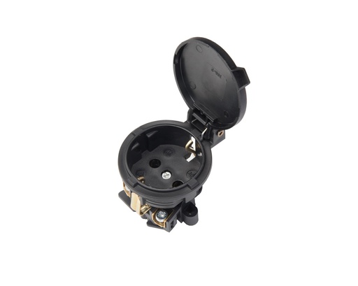 [E3RKU] Martin Kaiser 1-Wege-Einbausteckdose mit Klappdeckel IP44 Schwarz - 395/sw