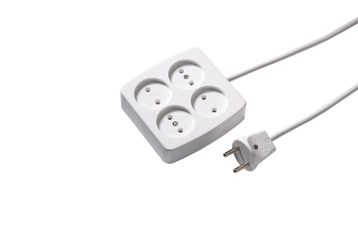 [E3RMT] Martin Kaiser 4-Way Unearthed Socket With Cable 1.5m White - 510ZL/15/kws