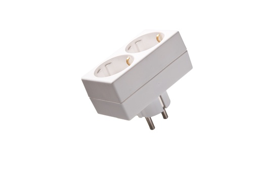 [E3RN8] Martin Kaiser Adapter Plug 2-Way Earthing Contact Horizontal Arctic White (European Socket) - 590/kws