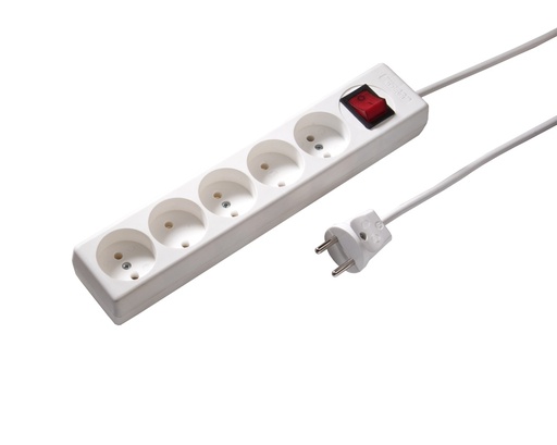 [E3RMV] Martin Kaiser Enchufe de 5 vías sin toma de tierra con interruptor y cable de 1,5 m (Enchufe Europeo) - 1051ZL/15/kws