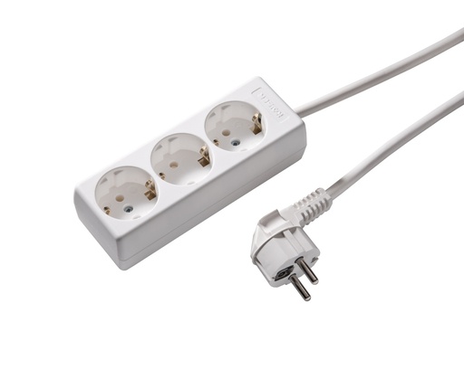 [E3R24] Martin Kaiser 3-Way Socket With 3m Earthing Cable Arctic White (European Socket) - 1030ZL3-15W/kws