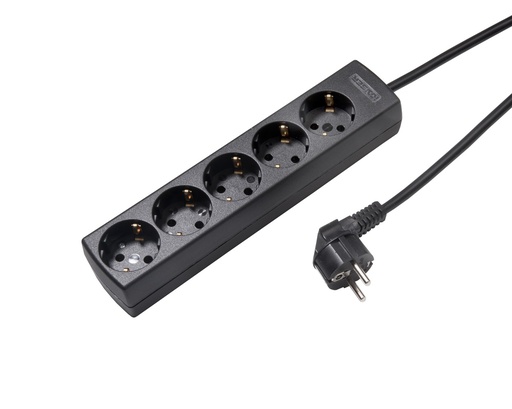 [E3R26] Martin Kaiser 5-Way Black Socket With Cable 3M (European Socket) - 1065ZL3-15W/sw