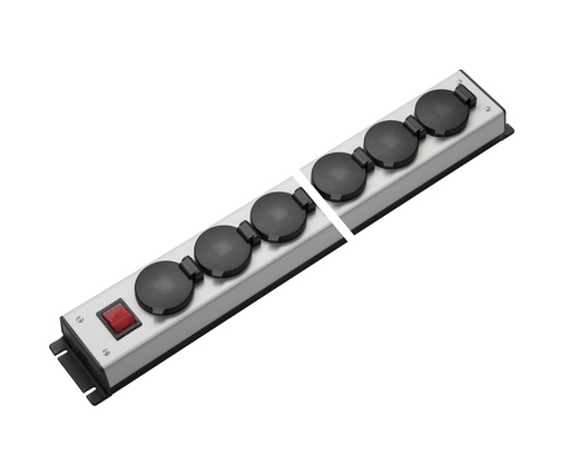 [E3R2F] Martin Kaiser Power Outlet Strip 6 Way Hinged Cover IP20 Switch (European Socket) - 1058/6L-SW