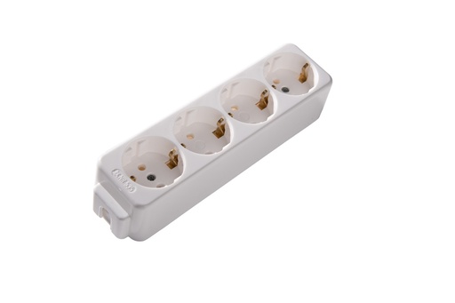 [E3R3M] Martin Kaiser 4-Way Socket With Earthing Contact And Eyelet White (European Socket) - 535/kws