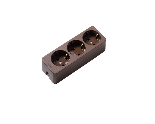 [E3R4R] Martin Kaiser 3-Way Brown Socket With Earthing Contact (European Socket) - 538/br