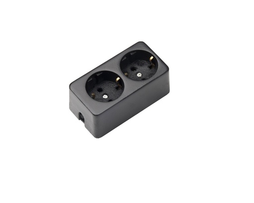 [E3R6U] Martin Kaiser MK 2-Way Black Socket With Earthing Contact (European Socket) - 537/sw