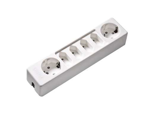 [E3R7T] Martin Kaiser 6-Way Socket With 2 Schuko and 4 Euro 2.5Amp Outlets Arctic White (European Socket) - 1012/kws