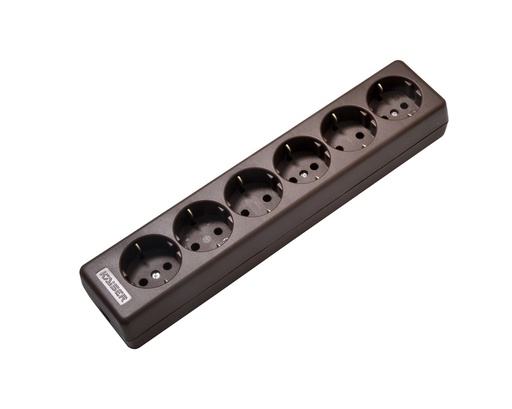 [E3R6V] Martin Kaiser 6-Way 90 Degree Socket With Earthing Contact Brown (European Socket) - 1060/br