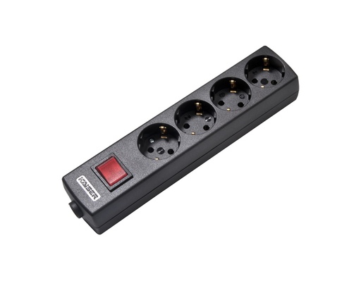 [E3R7C] Martin Kaiser 4-Way Socket 45 Degrees With Switch Black (European Socket) - 1064/sw