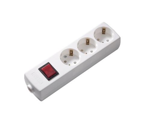 [E3R8H] Martin Kaiser 3-Way Arctic White Socket With Switch And Grounding (European Socket) - 1049/kws