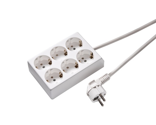 [E3RDH] Martin Kaiser MK Zócalo de 6 vías con contacto de puesta a tierra 2x3 Cable 1,5M (Enchufe Europeo) - 526ZL/15W/KWS