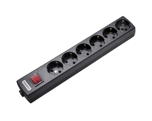 [E3RCW] Martin Kaiser Enchufe acodado de 6 vías con interruptor Negro (Enchufe Europeo) - 1033/sw