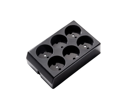 [E3RCS] Martin Kaiser 6-Way Socket Unearthed Black 16 Amp (European Socket) - 527/SW