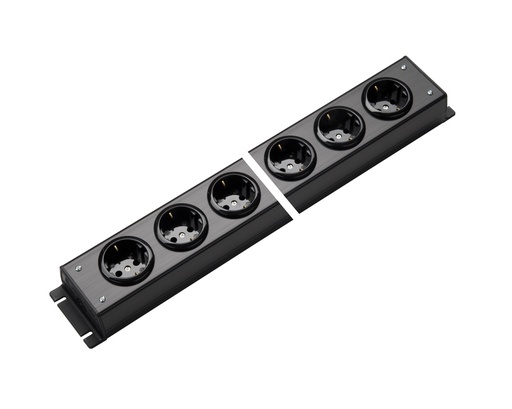 [E3RF3] Martin Kaiser 8-Way Power Strip 90 degrees Earthing Contact No Switch Black (European Socket) - 1002/8sw