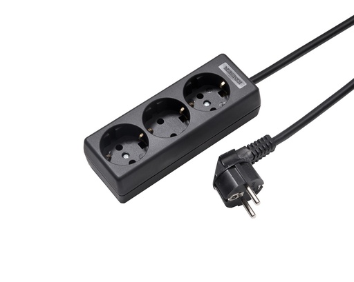 [E3RJA] Martin Kaiser 3-Way Socket With Earthing Contact And 1.5m Cable Black - 1030ZL/15W/sw