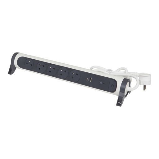 [E3HGX] Legrand Premium USB A+C 5x2P Socket 1.5m Black-White (European Socket) - 049420
