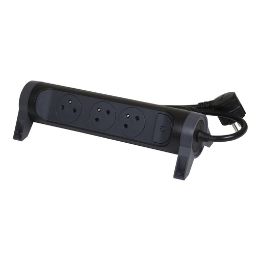 [E3HH9] Legrand Premium 3x2P Steckdose mit 1,5m Kabel - Schwarz (Europäische Steckdose) - 049445