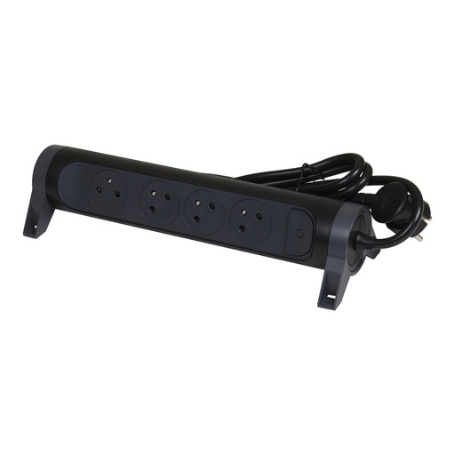 [E3HHB] Legrand Premium 4x2P Outlet With 1.5M Cord - Black (European Socket) - 049449