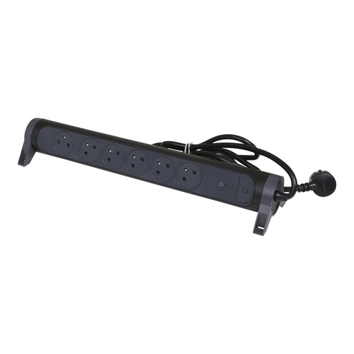 [E3HH2] Legrand Premium Prise de contact avec OSB 6x2P Broche de terre 1.5m Noir (Prise européenne) - 049426