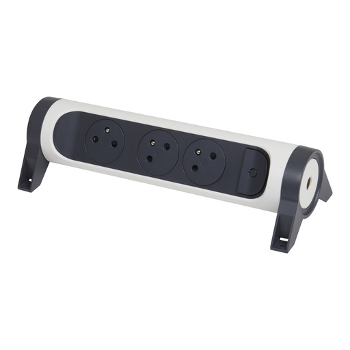 [E3HHP] Legrand Premium 3x2P Steckdose mit Erde ohne Kabel schwarz-weiß (Europäische Steckdose) - 049464