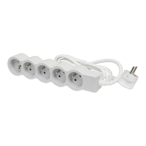 [E3HHZ] Legrand Standard Steckdose 5x2P mit Erde 1,5m Weiß-Grau 49481 (Europäische Steckdose) - 049481