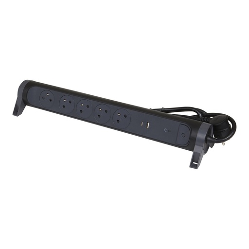 [E3HH3] Premium USB A+C Power Strip 5 Outlet 1.5m Black (European Socket) - 049428