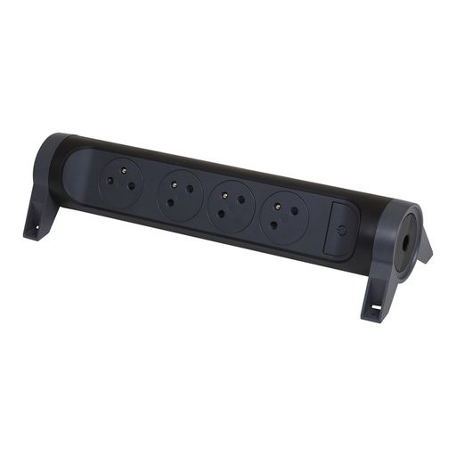 [E3HHR] Legrand Premium Power Socket 4x2P With Earth Without Cord Black (European Socket) - 049466