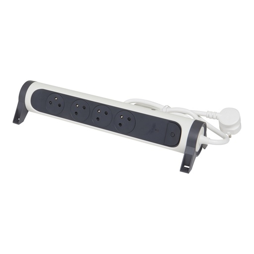 [E3HH6] Legrand Premium Automated Socket 4x2P+Earth 1.5m Black-White (European Socket) - 049440