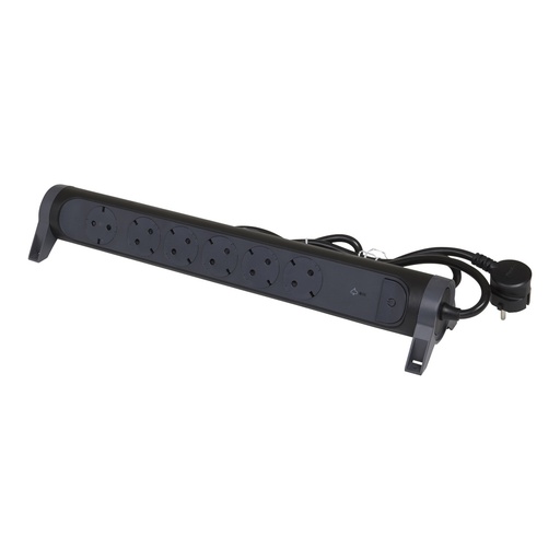 [E3HJX] Giratorio Legrand Montable CTCTDS OSB 6x2P+A Cable de 1,5m Negro (Enchufe Europeo) - 694513