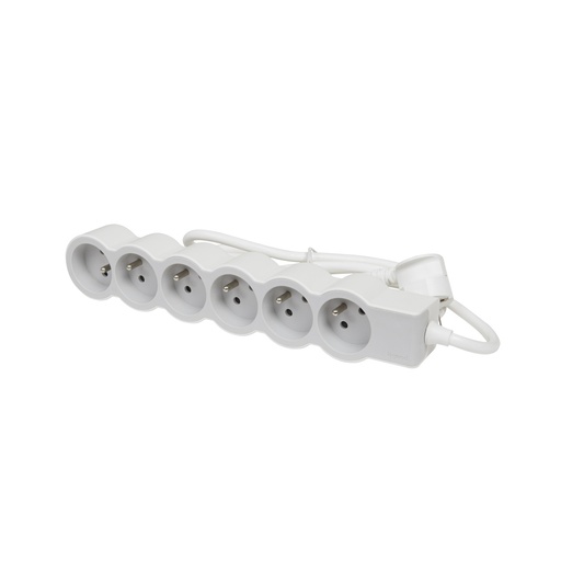 [E3HJB] Legrand Standard 6x2P Socket With 3M Cord - White-Grey - 049494