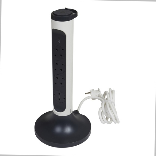 [E3HJP] Legrand Vertical Standing Floor Socket 4x2P+A 2m OSB Black (European Socket) - 694505