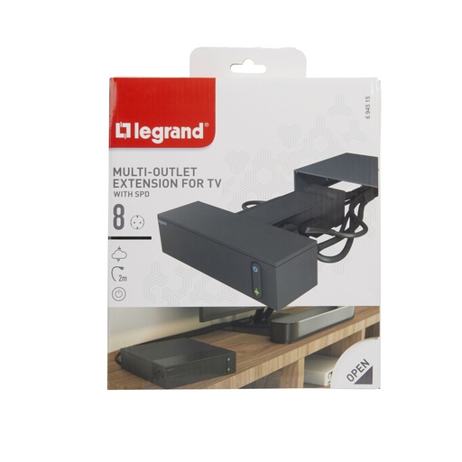 [E3HJZ] Legrand TV Corner Outlet 4X2P+A With 4X2P 2.5A Black - 694515